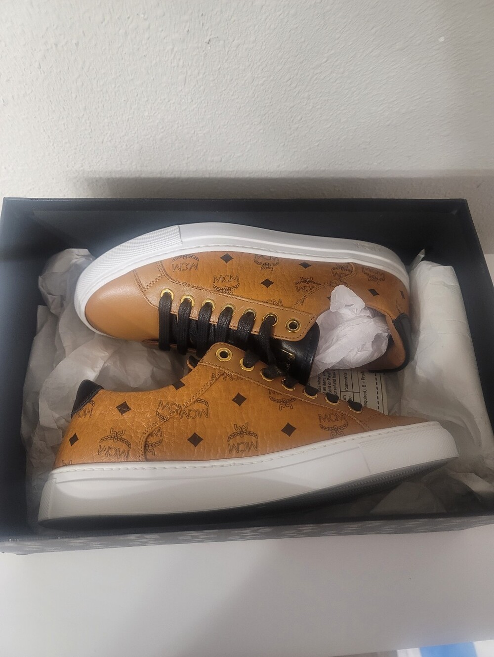 MCM Women's Cognac Logo Low-Top Sneakers
